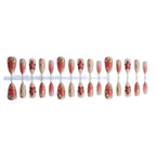 Press-On Nail Set Floral Gold Accents Reusable