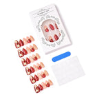 Press-On Nail Set Floral Gold Accents & Reusable