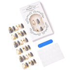 Press-On Nail Set Floral & Gold Accents Reusable