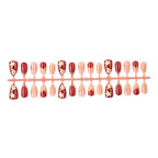 Press-On Nail Set Floral Gold Accents & Reusable