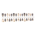 Press-On Nail Set Floral & Gold Accents Reusable