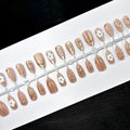 Press-On Nail Set Floral Gold Accents Reusable & Easy Application
