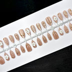 Press-On Nail Set Floral Gold Accents Reusable & Easy Application