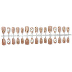 Press-On Nail Set Floral Gold Accents Reusable & Easy Application