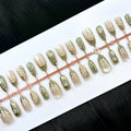 Press-On Nail Set Floral Gold Accents Self-Adhesive