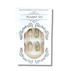 Press-On Nail Set Floral Gold Accents Self-Adhesive