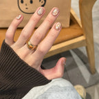 Press-On Nail Set Floral Gold Long-Lasting