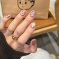 Press-On Nail Set Floral Gold Long-Lasting