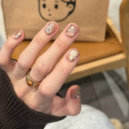 Press-On Nail Set Floral Gold Long-Lasting