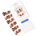 Press-On Nail Set Floral Gold Peel-And-Stick Reusable