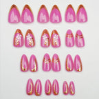 Press-On Nail Set Floral Gold Pre-Glued 24 Pieces