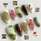 Press-On Nail Set Floral & Gradient 24-Piece Adhesive Strips