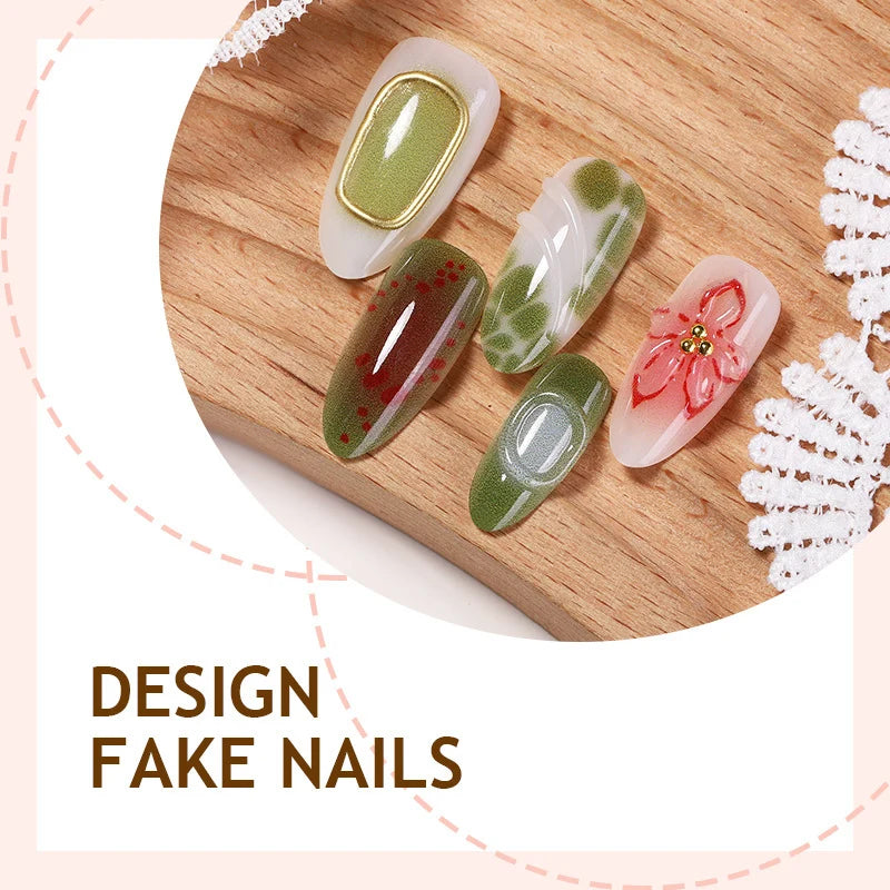 Press-On Nail Set Floral & Gradient 24-Piece Adhesive Strips