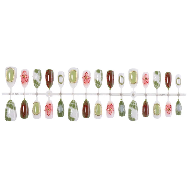Press-On Nail Set Floral & Gradient 24-Piece Adhesive Strips