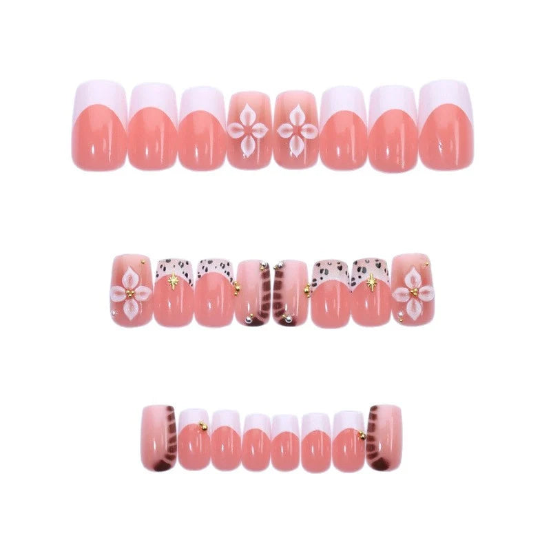 Press-On Nail Set Floral & Gradient No-Glue Reusable