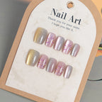 Press-On Nail Set Floral Gradient Reusable Adhesive Backing