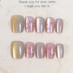 Press-On Nail Set Floral Gradient Reusable Adhesive Backing
