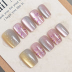 Press-On Nail Set Floral Gradient Reusable Adhesive Backing