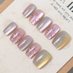 Press-On Nail Set Floral Gradient Reusable Adhesive Backing