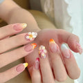 Press-On Nail Set Floral Gradient Self-Adhesive