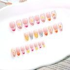 Press-On Nail Set Floral Gradient Self-Adhesive
