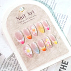 Press-On Nail Set Floral Gradient Self-Adhesive