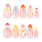 Press-On Nail Set Floral Gradient Self-Adhesive