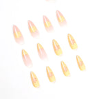 Press-On Nail Set Floral Gradient Stiletto Reusable