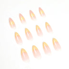 Press-On Nail Set Floral Gradient Stiletto Reusable
