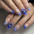 Press-On Nail Set Floral & Graphic Designs Adhesive Strips