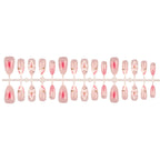 Press-On Nail Set Floral Hand-Painted & Rhinestone Accents