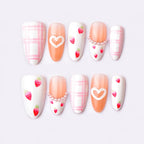 Press-On Nail Set Floral & Heart Design Long-Wear
