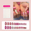 Press-On Nail Set Floral & Heart Designs 16-Piece
