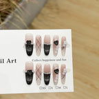 Press-On Nail Set Floral & Heart Designs Easy Application