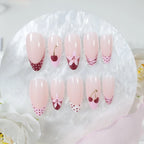 Press-On Nail Set Floral Heart Polka Dot Easy Application