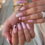 Press-On Nail Set Floral Heart Polka Dot Easy Application