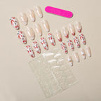 Press-On Nail Set Floral Jelly Finish Easy Application
