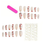 Press-On Nail Set Floral Jelly Finish Easy Application