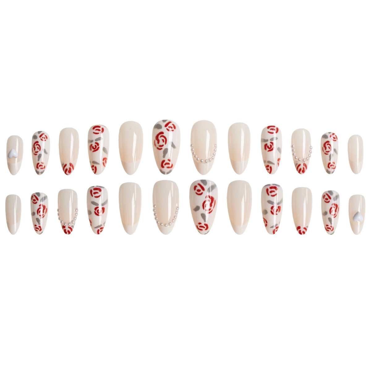 Press-On Nail Set Floral Jelly Finish Easy Application