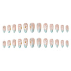 Press-On Nail Set Floral Jelly Finish Ready Adhesive