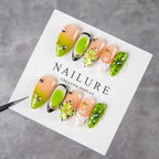 Press-On Nail Set Floral & Jewel Accents Reusable