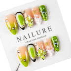 Press-On Nail Set Floral & Jewel Accents Reusable