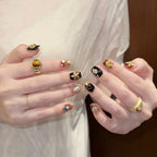 Press-On Nail Set Floral Jewel Embellished Reusable