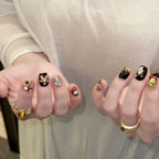 Press-On Nail Set Floral Jewel Embellished Reusable