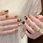 Press-On Nail Set Floral Jewel Embellished Reusable