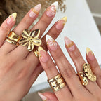 Press-On Nail Set Floral & Jeweled Self-Adhesive