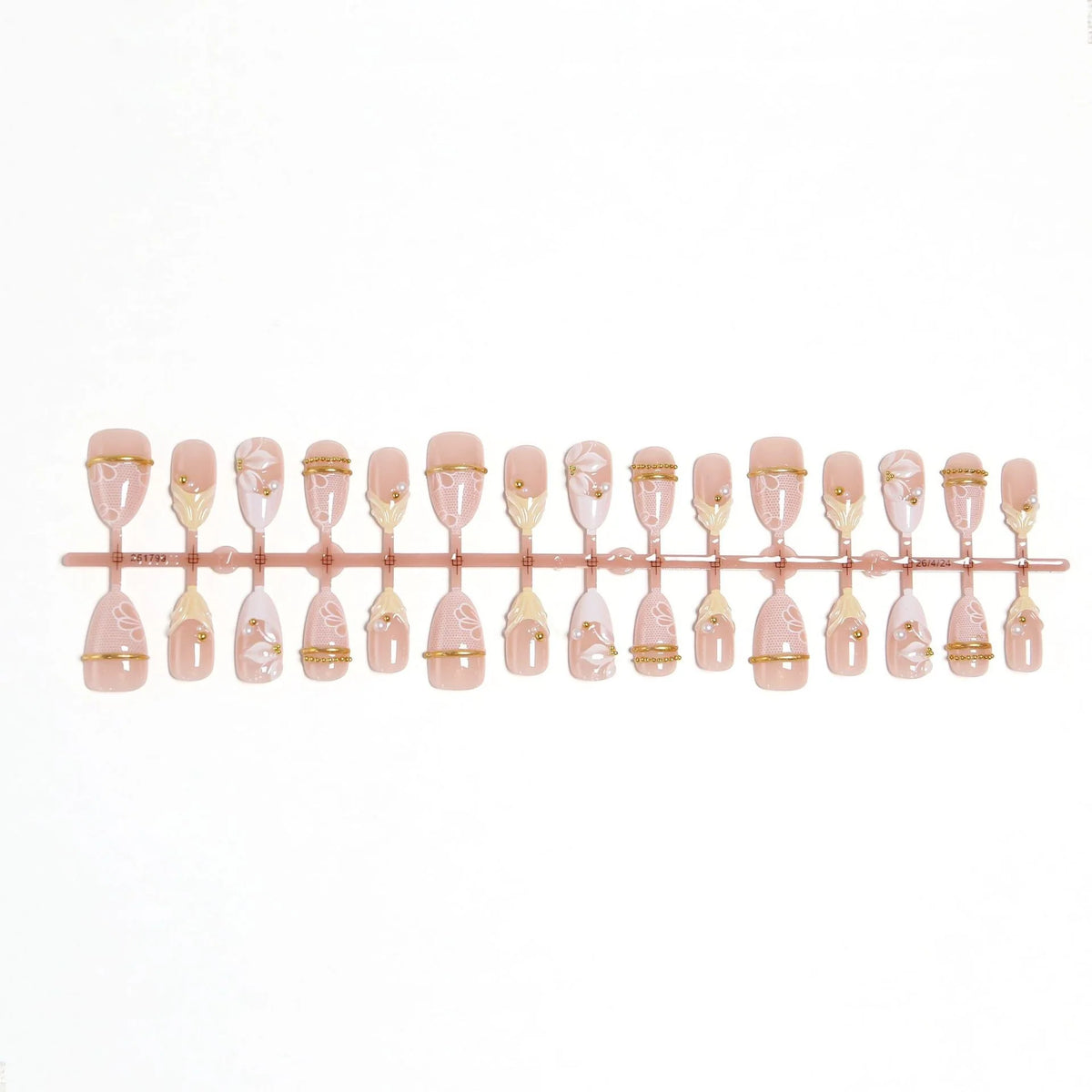 Press-On Nail Set Floral & Jeweled Self-Adhesive