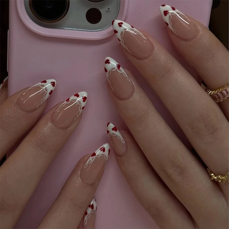 Press-On Nail Set Floral Lace Lightweight & Durable