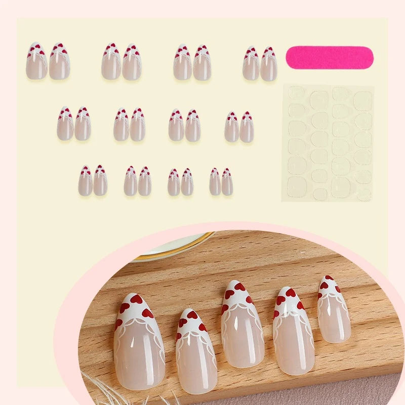 Press-On Nail Set Floral Lace Lightweight & Durable