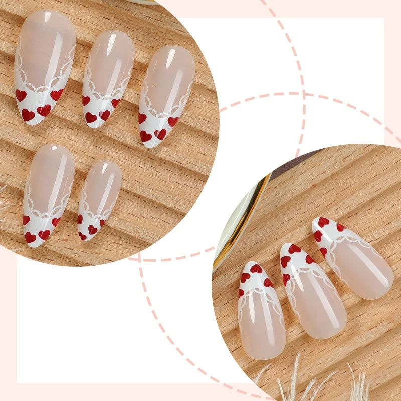Press-On Nail Set Floral Lace Lightweight & Durable